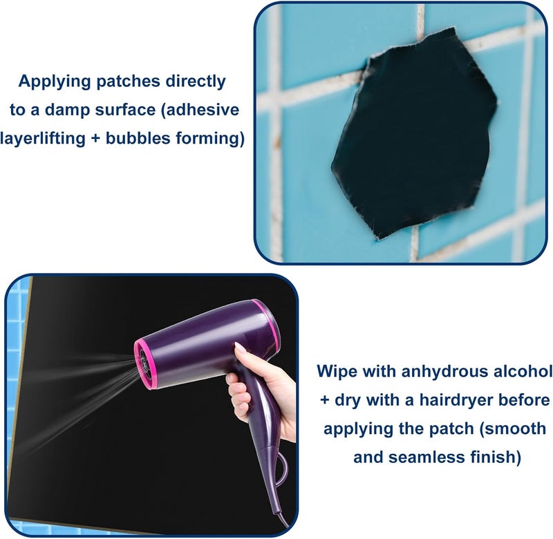 Incycall Pond Liner Repair Kit- 8.27x8.27in Butyl Rubber & HDPE Self-Adhesive Patches-Strong Adhesive Watertight Seal for DIY Pond Liner Patches,Garden Pond Cover,EPDM/HPDE Liner Seam Fix (2 PCS) - Image 3